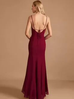 Bridesmaid Dress Chiffon Sheath Floor-Length Prom Dress