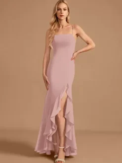 Bridesmaid Dress Chiffon Sheath Floor-Length Prom Dress