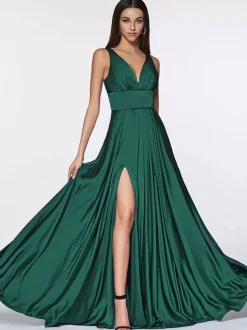 Bridesmaid Dress Elastic Silk Like Satin Mermaid Floor-Length Prom Dress