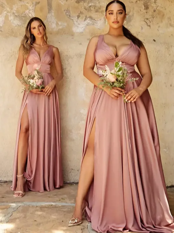 Bridesmaid Dress Elastic Silk Like Satin Mermaid Floor-Length Prom Dress