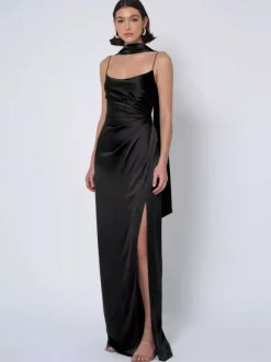 Bridesmaid Dress Satin Fabric Ball Gown Floor-Length Wedding Party Dress