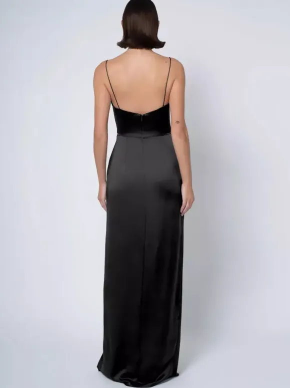Bridesmaid Dress Satin Fabric Ball Gown Floor-Length Wedding Party Dress