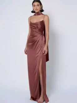 Bridesmaid Dress Satin Fabric Ball Gown Floor-Length Wedding Party Dress