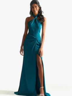 Bridesmaid Dress Satin Fabric Sheath Floor-Length Wedding Party Dress