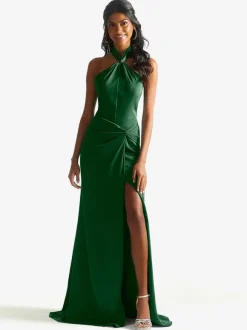 Bridesmaid Dress Satin Fabric Sheath Floor-Length Wedding Party Dress