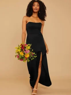 Bridesmaid Dress Satin Fabric Sheath Floor-Length Wedding Party Dress