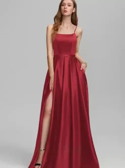 Bridesmaid Dress Satin Fabric A-Line Floor-Length Formal Gowns