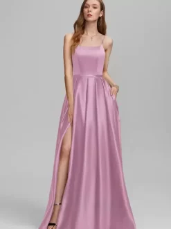 Bridesmaid Dress Satin Fabric A-Line Floor-Length Formal Gowns