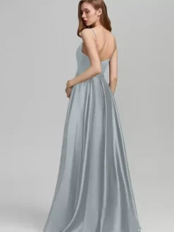 Bridesmaid Dress Satin Fabric A-Line Floor-Length Formal Gowns