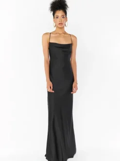 Bridesmaid Dress Sheath Floor-Length Backless Satin Fabric Prom Dress