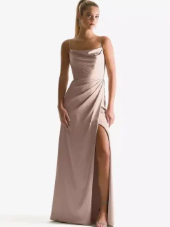 Bridesmaid Dress Sheath Floor-Length Zipper Satin Fabric Wedding Party Dress