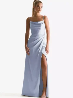 Bridesmaid Dress Sheath Floor-Length Zipper Satin Fabric Wedding Party Dress
