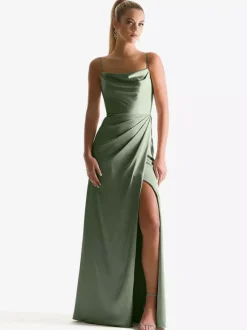 Bridesmaid Dress Sheath Floor-Length Zipper Satin Fabric Wedding Party Dress