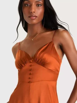 Bridesmaid Dress Spaghetti Straps Open Back High Slit A-Line Prom Maxi Dresses