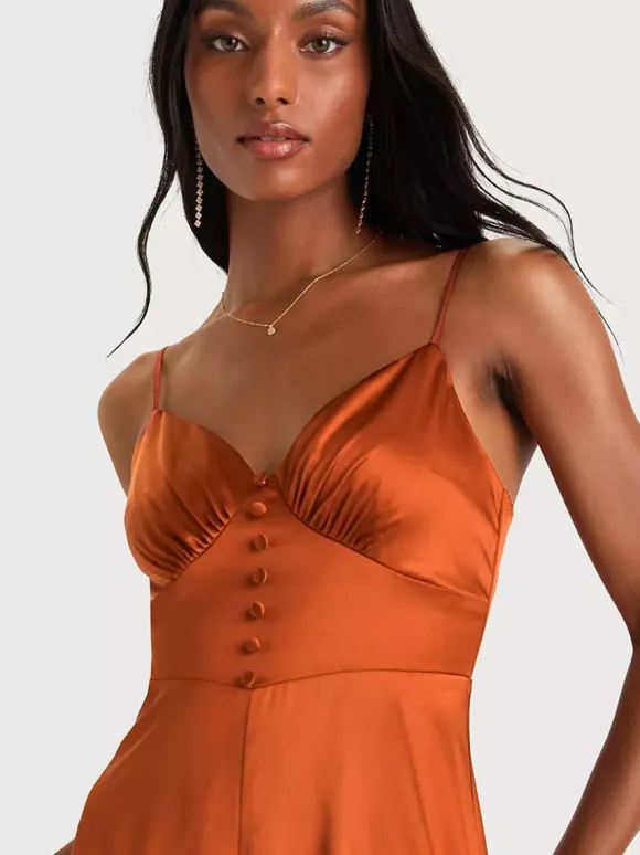 Bridesmaid Dress Spaghetti Straps Open Back High Slit A-Line Prom Maxi Dresses