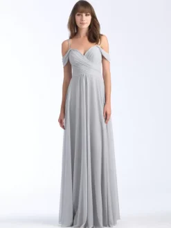 Bridesmaid Dress Sweetheart Neckline Cold Shoulder Ruched Chiffon A-Line Maxi Dresses
