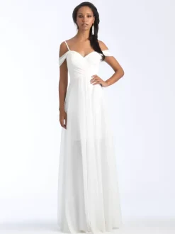Bridesmaid Dress Sweetheart Neckline Cold Shoulder Ruched Chiffon A-Line Maxi Dresses