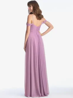 Bridesmaid Dress Sweetheart Neckline Cold Shoulder Ruched Chiffon A-Line Maxi Dresses