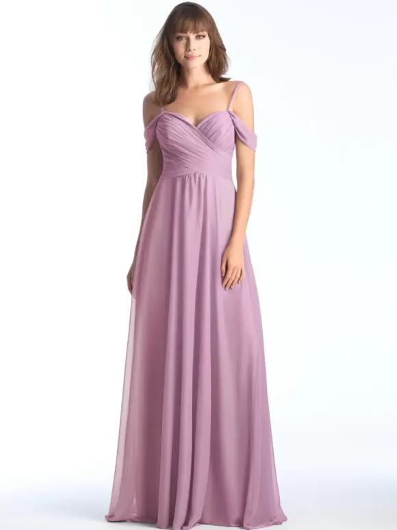 Bridesmaid Dress Sweetheart Neckline Cold Shoulder Ruched Chiffon A-Line Maxi Dresses