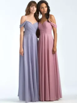 Bridesmaid Dress Sweetheart Neckline Cold Shoulder Ruched Chiffon A-Line Maxi Dresses