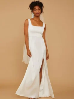 Bridesmaid Dresses A-Line Floor-Length Zipper Satin Fabric Wedding Party Dress