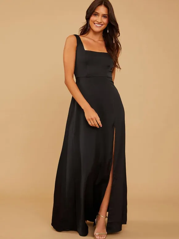 Bridesmaid Dresses A-Line Floor-Length Zipper Satin Fabric Wedding Party Dress