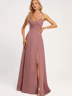 Bridesmaid Dresses A-Line Floor-Length Lace-up Chiffon Wedding Party Dress