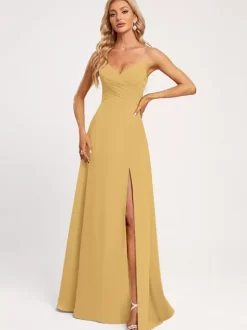 Bridesmaid Dresses A-Line Floor-Length Lace-up Chiffon Wedding Party Dress
