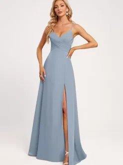 Bridesmaid Dresses A-Line Floor-Length Lace-up Chiffon Wedding Party Dress