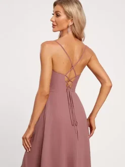 Bridesmaid Dresses A-Line Floor-Length Lace-up Chiffon Wedding Party Dress