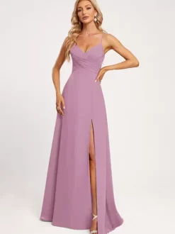 Bridesmaid Dresses A-Line Floor-Length Lace-up Chiffon Wedding Party Dress