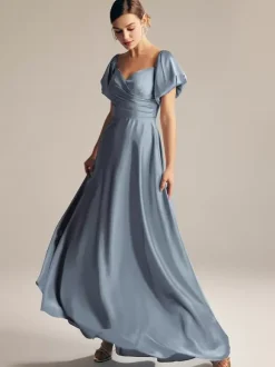 Bridesmaid Dresses A-Line Floor-Length Zipper Satin Fabric Prom Dress