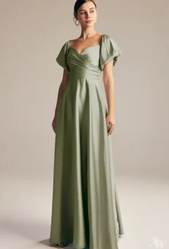 Bridesmaid Dresses A-Line Floor-Length Zipper Satin Fabric Prom Dress