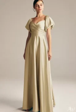 Bridesmaid Dresses A-Line Floor-Length Zipper Satin Fabric Prom Dress