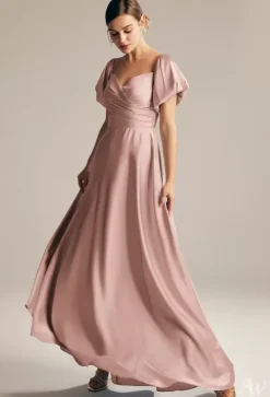 Bridesmaid Dresses A-Line Floor-Length Zipper Satin Fabric Prom Dress