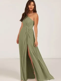 Bridesmaid Dresses Ball Gown Floor-Length Zipper Chiffon Wedding Party Dress