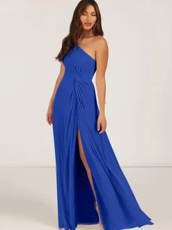 Bridesmaid Dresses Ball Gown Floor-Length Zipper Chiffon Wedding Party Dress