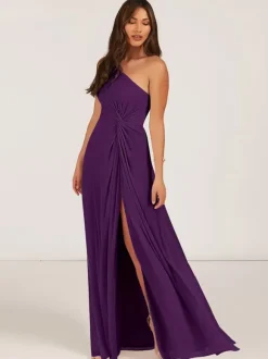Bridesmaid Dresses Ball Gown Floor-Length Zipper Chiffon Wedding Party Dress