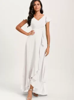 Bridesmaid Dresses Ball Gown Floor-Length Zipper Chiffon Wedding Party Dress
