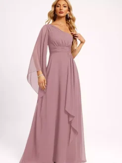 Bridesmaid Dresses Chiffon Ball Gown Floor-Length Wedding Party Dress