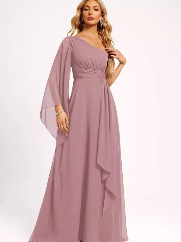 Bridesmaid Dresses Chiffon Ball Gown Floor-Length Wedding Party Dress