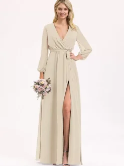 Bridesmaid Dresses Chiffon Ball Gown Floor-Length Prom Dress