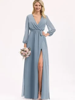 Bridesmaid Dresses Chiffon Ball Gown Floor-Length Prom Dress