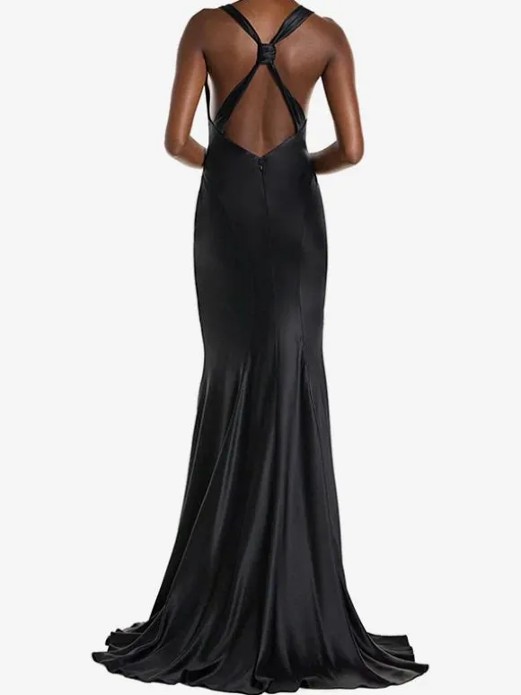 Bridesmaid Dresses Elastic Silk Like Satin A-Line Floor-Length Wedding Party Dress