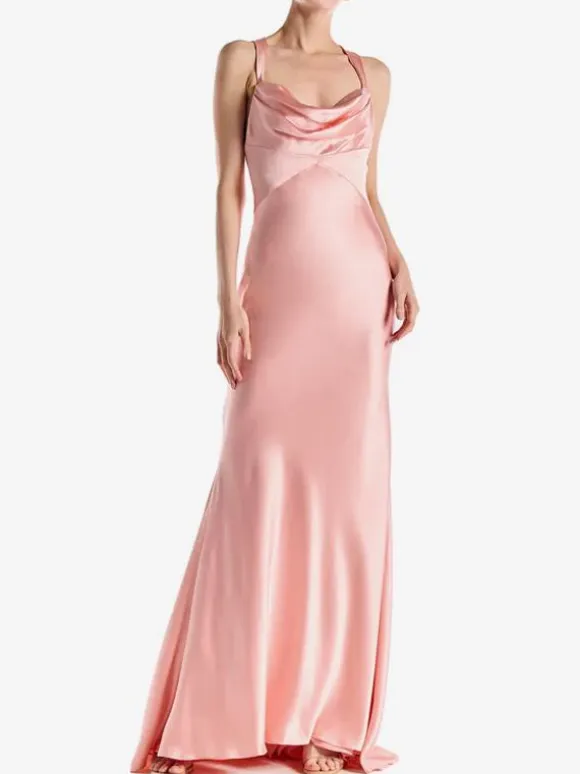 Bridesmaid Dresses Elastic Silk Like Satin A-Line Floor-Length Wedding Party Dress