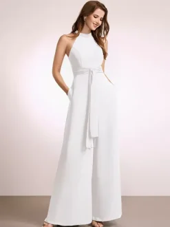 Bridesmaid Dresses Jumpsuit Floor-Length Zipper Polyester Prom Dress