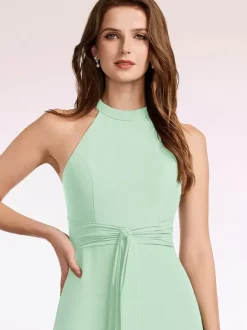 Bridesmaid Dresses Jumpsuit Floor-Length Zipper Polyester Prom Dress