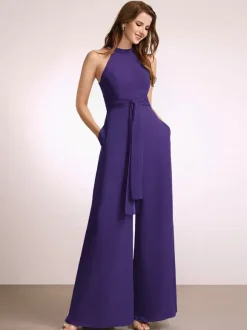 Bridesmaid Dresses Jumpsuit Floor-Length Zipper Polyester Prom Dress