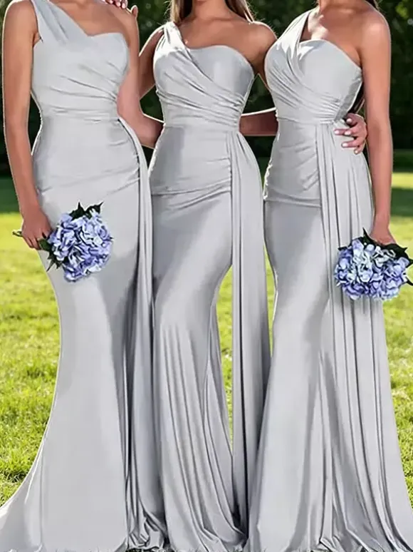Bridesmaid Dresses Polyester Ball Gown Floor-Length Prom Dress