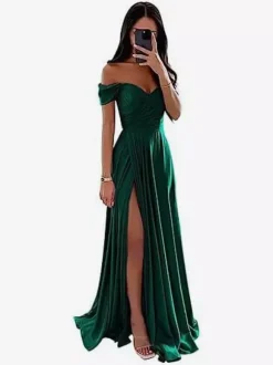 Bridesmaid Dresses Polyester A-Line Floor-Length Formal Gowns Party Dress